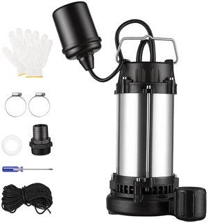 VEVOR Submersible Sump Pump 1 HP 5300 GPH Max Stainless Steel Sewage Pump, for Basement Septic Tank Residential Effluent, with Automatic Tethered Float Switch, 1.5-Inch NPT Discharge, 36 ft Max Lift VEVOR Submersible Sump Pump 1 HP 5300 GPH Max Stainless Steel Sewage Pump, for Basement Septic Tank Residential Effluent, with Automatic Tethered Float Switch, 1.5-Inch NPT Discharge, 36 ft Max Lift