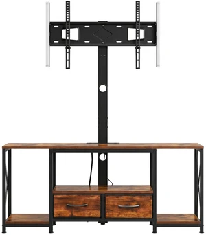 VEVOR TV Stand with Mount, 47.2 Inch, TV Stand Console with Power Outlet & Storage Drawers, for 32-75 Inch TVs, Height Adjustable Entertainment Center with LED Lights, for Living Room, Rustic Brown VEVOR TV Stand with Mount, 47.2 Inch, TV Stand Console with Power Outlet & Storage Drawers, for 32-75 Inch TVs, Height Adjustable Entertainment Center with LED Lights, for Living Room, Rustic Brown