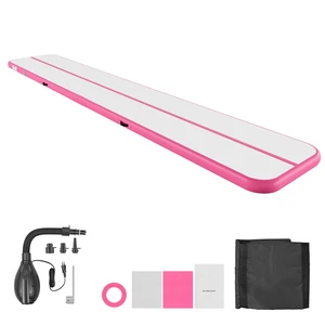 VEVOR Inflatable Gymnastics Air Mat 20 ft Training Mats w/ Electric Pump, 4 inches Thick Sturdy Tumble Track, Tumbling Mat for Home Use/Gym/Outdoor/Yoga/Cheerleading/Beach/Park/Water, Pink VEVOR Inflatable Gymnastics Air Mat 20 ft Training Mats w/ Electric Pump, 4 inches Thick Sturdy Tumble Track, Tumbling Mat for Home Use/Gym/Outdoor/Yoga/Cheerleading/Beach/Park/Water, Pink