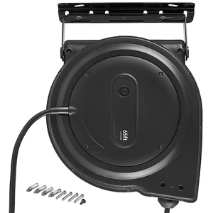 VEVOR Retractable Extension Cord Reel 65FT Heavy Duty 12AWG/3C SJTOW Black, for Ceiling/Wall Mount, 15A Circuit Breaker, Automatic Retractable Power Cord, Lighted Triple Tap, with 180° Swivel Bracket VEVOR Retractable Extension Cord Reel 65FT Heavy Duty 12AWG/3C SJTOW Black, for Ceiling/Wall Mount, 15A Circuit Breaker, Automatic Retractable Power Cord, Lighted Triple Tap, with 180° Swivel Bracket