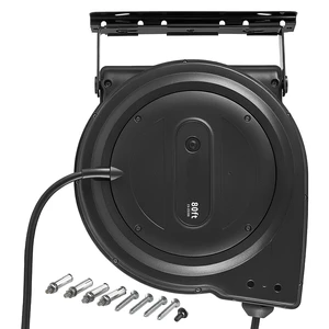 VEVOR Retractable Extension Cord Reel 80FT Heavy Duty 12AWG/3C SJTOW Black, for Ceiling/Wall Mount, 15A Circuit Breaker, Automatic Retractable Power Cord, Lighted Triple Tap, with 180° Swivel Bracket VEVOR Retractable Extension Cord Reel 80FT Heavy Duty 12AWG/3C SJTOW Black, for Ceiling/Wall Mount, 15A Circuit Breaker, Automatic Retractable Power Cord, Lighted Triple Tap, with 180° Swivel Bracket