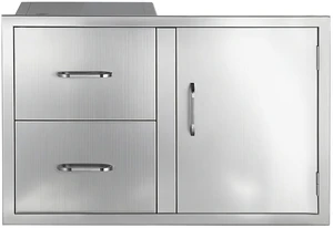 VEVOR Outdoor Kitchen Drawer Combo, 32"W x 22"H x 20"D, 2 Drawers Storage, for BBQ Island Storage, Patio Bars and Grill Station, with Handle, Built-In BBQ Island Drawers Organize Cookware Accessories VEVOR Outdoor Kitchen Drawer Combo, 32"W x 22"H x 20"D, 2 Drawers Storage, for BBQ Island Storage, Patio Bars and Grill Station, with Handle, Built-In BBQ Island Drawers Organize Cookware Accessories