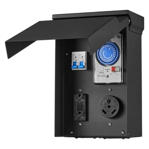 VEVOR Temporary Power Outlet Panel with Timer 30A/20A RV Electrical Box, for RV Hookup Camper Travel Trailer EV Electric Car, NEMA 30 Amp GFCI 20 Amp Receptacle Installed, NEMA 3R Weatherproof Box VEVOR Temporary Power Outlet Panel with Timer 30A/20A RV Electrical Box, for RV Hookup Camper Travel Trailer EV Electric Car, NEMA 30 Amp GFCI 20 Amp Receptacle Installed, NEMA 3R Weatherproof Box