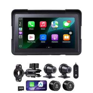 VEVOR 7 Inch Wireless Motorcycle Carplay with Apple Carplay & Android Auto, HD Touchscreen GPS Navigation System with Dual Cameras & Bluetooth, TPMS, Voice Control, 64GB Card - Fits All Motorcycles VEVOR 7 Inch Wireless Motorcycle Carplay with Apple Carplay & Android Auto, HD Touchscreen GPS Navigation System with Dual Cameras & Bluetooth, TPMS, Voice Control, 64GB Card - Fits All Motorcycles