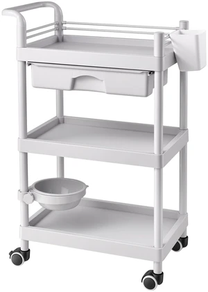 VEVOR Medical Cart Three-Tier Medical Trolley Cart with Drawer 110.23 lbs, for Clinic, Hospital, Beauty Salon, Lab, with Storage Bin and Waste Tray, Stable Support, Medical Trolley Cart with Casters VEVOR Medical Cart Three-Tier Medical Trolley Cart with Drawer 110.23 lbs, for Clinic, Hospital, Beauty Salon, Lab, with Storage Bin and Waste Tray, Stable Support, Medical Trolley Cart with Casters