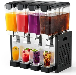 VEVOR Commercial Beverage Dispenser 4 Tanks 10 L / 10.6 QT Per Tank, Stainless Steel Juice Dispenser, Ice Tea Drink Machine with 45 to 54 Cooling Temperature, for Cold Drink Restaurant Bar Party VEVOR Commercial Beverage Dispenser 4 Tanks 10 L / 10.6 QT Per Tank, Stainless Steel Juice Dispenser, Ice Tea Drink Machine with 45 to 54 Cooling Temperature, for Cold Drink Restaurant Bar Party