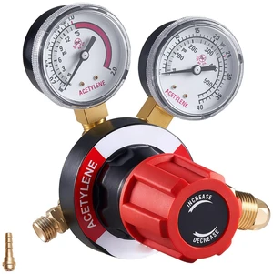 VEVOR Acetylene Regulator, Precise Acetylene Regulator, 0-500PSI Welding Gas Gauge with CGA-510 Inlet Connection & 9/16"-18 LH Outlet Connection, PC Knob Adjustment VEVOR Acetylene Regulator, Precise Acetylene Regulator, 0-500PSI Welding Gas Gauge with CGA-510 Inlet Connection & 9/16"-18 LH Outlet Connection, PC Knob Adjustment