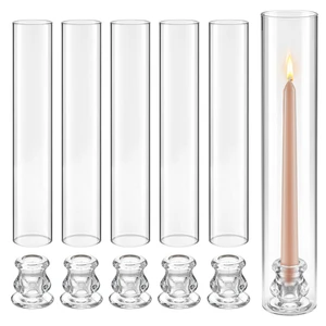 VEVOR Hurricane Candle Holders Set of 24, 2.56 x 13.78 in Tall Clear Glass Cylinder Candleholder Sleeve, High Borosilicate Glass, Wind Protection for Wedding, Table Centerpiece, Party, Home Decor VEVOR Hurricane Candle Holders Set of 24, 2.56 x 13.78 in Tall Clear Glass Cylinder Candleholder Sleeve, High Borosilicate Glass, Wind Protection for Wedding, Table Centerpiece, Party, Home Decor