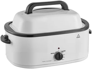 VEVOR Electric Roaster Oven, 22 Qt, Turkey Roasting Pan, White, 1450W Power, Viewing Self-Basting Lid, 150-450°F Heat Control, Countertop Turkey Cooker with Defrost/Warm, Removable Pan and Rack VEVOR Electric Roaster Oven, 22 Qt, Turkey Roasting Pan, White, 1450W Power, Viewing Self-Basting Lid, 150-450°F Heat Control, Countertop Turkey Cooker with Defrost/Warm, Removable Pan and Rack