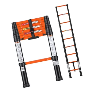 VEVOR Telescoping Ladder, 8.5 ft Extension Ladder One-Button Retraction, Heavy-Duty 330 lbs Capacity, for Home Repairs, Painting, Window Cleaning and RV, Aluminum, Anti-Slip Steps, Orange & Black VEVOR Telescoping Ladder, 8.5 ft Extension Ladder One-Button Retraction, Heavy-Duty 330 lbs Capacity, for Home Repairs, Painting, Window Cleaning and RV, Aluminum, Anti-Slip Steps, Orange & Black