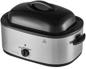 VEVOR Electric Roaster Oven, 22 Qt 1450W, Turkey Roasting Pan, Metal Self-Basting Lid, 150-450°F Adjustable Heat, Countertop Turkey Cooker with Defrost and Warm Functions, Removable Pan and Rack VEVOR Electric Roaster Oven, 22 Qt 1450W, Turkey Roasting Pan, Metal Self-Basting Lid, 150-450°F Adjustable Heat, Countertop Turkey Cooker with Defrost and Warm Functions, Removable Pan and Rack