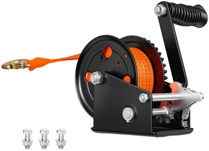 VEVOR Boat Winch, 1600 lbs Hand Winch, Heavy Duty Manual Rope Crank with 20ft Orange Polyester Strap, Portable Two-Way Ratchet, Anti-Slip Handle Gear for Boat Trailer ATV Towing VEVOR Boat Winch, 1600 lbs Hand Winch, Heavy Duty Manual Rope Crank with 20ft Orange Polyester Strap, Portable Two-Way Ratchet, Anti-Slip Handle Gear for Boat Trailer ATV Towing