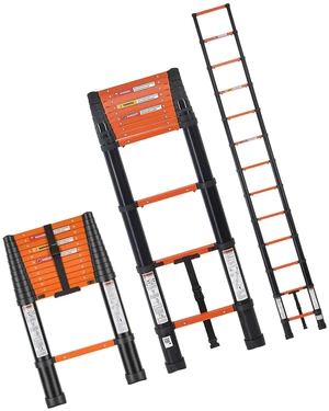 VEVOR Telescoping Ladder, 12.5 ft Extension Ladder One-Button Retraction, Heavy-Duty 330 lbs Capacity, for Home Repairs, Painting, Window Cleaning and RV, Aluminum, Anti-Slip Steps, Orange & Black VEVOR Telescoping Ladder, 12.5 ft Extension Ladder One-Button Retraction, Heavy-Duty 330 lbs Capacity, for Home Repairs, Painting, Window Cleaning and RV, Aluminum, Anti-Slip Steps, Orange & Black
