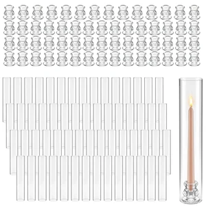VEVOR Hurricane Candle Holders Set of 60, 2.56 x 13.78 in Tall Clear Glass Cylinder Candleholder Sleeve, High Borosilicate Glass, Wind Protection for Wedding, Table Centerpiece, Party, Home Decor VEVOR Hurricane Candle Holders Set of 60, 2.56 x 13.78 in Tall Clear Glass Cylinder Candleholder Sleeve, High Borosilicate Glass, Wind Protection for Wedding, Table Centerpiece, Party, Home Decor