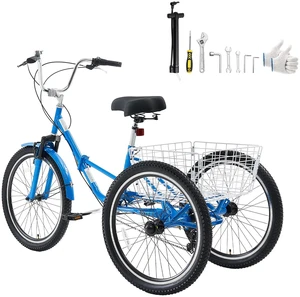 VEVOR Folding Adult Tricycle 24 inch 7 Speed Foldable Trikes for Adult, 3 Wheel Cruiser Bike w/ Cargo Basket, Adjustable Seat, Double-Wall Wheel Rims, Shopping Picnic Tricycles for Women, Men, Senior VEVOR Folding Adult Tricycle 24 inch 7 Speed Foldable Trikes for Adult, 3 Wheel Cruiser Bike w/ Cargo Basket, Adjustable Seat, Double-Wall Wheel Rims, Shopping Picnic Tricycles for Women, Men, Senior