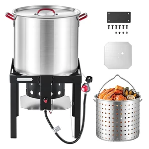 VEVOR 60 Qt Seafood Boiling Kit with Strainer, Aluminum Crawfish Boiler, Outdoor Backyard Cooking for Crab, Shrimp, Lobster, Soup, Deep Fryer Steamer Set with Stand and 110,000 BTU Propane Burner VEVOR 60 Qt Seafood Boiling Kit with Strainer, Aluminum Crawfish Boiler, Outdoor Backyard Cooking for Crab, Shrimp, Lobster, Soup, Deep Fryer Steamer Set with Stand and 110,000 BTU Propane Burner