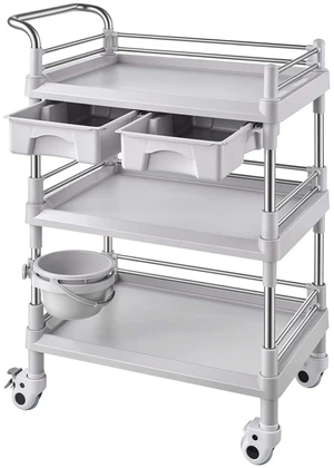 VEVOR Medical Cart Three-Tier Medical Trolley Cart with 2 Drawers 110.23lbs, for Clinic, Hospital, Beauty Salon, Lab, with a Waste Tray, Stable Support, Medical Trolley Cart with Casters and Handle VEVOR Medical Cart Three-Tier Medical Trolley Cart with 2 Drawers 110.23lbs, for Clinic, Hospital, Beauty Salon, Lab, with a Waste Tray, Stable Support, Medical Trolley Cart with Casters and Handle