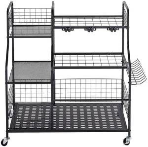 VEVOR Garden Tool Organizer with Wheels, Large Metal Garage Storage Rack, for Rakes/Shovels/Brooms, Yard Utility Tool Holder for Shed/Outdoor/Lawn Organization, Heavy-Duty Steel, with Hooks, Black VEVOR Garden Tool Organizer with Wheels, Large Metal Garage Storage Rack, for Rakes/Shovels/Brooms, Yard Utility Tool Holder for Shed/Outdoor/Lawn Organization, Heavy-Duty Steel, with Hooks, Black