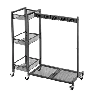 VEVOR Broom Holder with Cleaning Supplies Organizer, Garage Storage Metal, Cleaning Cart with Mop Hanger, for Home Brooms, Detergent, Brushes, Heavy-Duty Steel Utility Tool Holder, with Wheels, Black VEVOR Broom Holder with Cleaning Supplies Organizer, Garage Storage Metal, Cleaning Cart with Mop Hanger, for Home Brooms, Detergent, Brushes, Heavy-Duty Steel Utility Tool Holder, with Wheels, Black