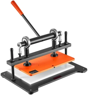 VEVOR Leather Cutting Machine 14.17 x 10.24 in Embossing Plate Die Cutter, Hand Press Leather Embossing & Die Cutting, 3300 lbs Pressure, 0.47 in Stroke, Dual Guide Shafts, for Fabric, Paper, Silicone VEVOR Leather Cutting Machine 14.17 x 10.24 in Embossing Plate Die Cutter, Hand Press Leather Embossing & Die Cutting, 3300 lbs Pressure, 0.47 in Stroke, Dual Guide Shafts, for Fabric, Paper, Silicone