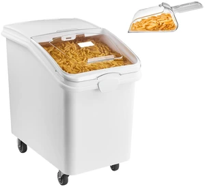 VEVOR Rice Storage Container 198 lbs/31.7 Gallons Dog Food Dispenser Bin, for Kitchen Pantry, 120L Large Grain Cereal Flour Ingredient Storage Bin, Pet Food Container with Wheels, Scoop, Slide Lid VEVOR Rice Storage Container 198 lbs/31.7 Gallons Dog Food Dispenser Bin, for Kitchen Pantry, 120L Large Grain Cereal Flour Ingredient Storage Bin, Pet Food Container with Wheels, Scoop, Slide Lid
