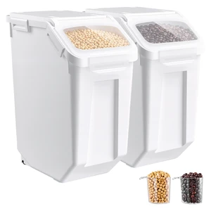 VEVOR Rice Storage Container 2 Pack 32 lbs/5.28 Gallons Dog Food Dispenser, for Kitchen Pantry, 20L x 2 Grain Cereal Flour Ingredient Storage Bin, Pet Food Container with Measuring Cup, Airtight Lid VEVOR Rice Storage Container 2 Pack 32 lbs/5.28 Gallons Dog Food Dispenser, for Kitchen Pantry, 20L x 2 Grain Cereal Flour Ingredient Storage Bin, Pet Food Container with Measuring Cup, Airtight Lid