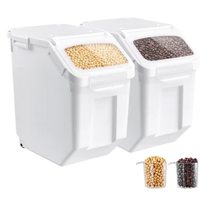 VEVOR Rice Storage Container 2 Pack 24 lbs/3.96 Gallons Dog Food Dispenser, for Kitchen Pantry, 15L x 2 Grain Cereal Flour Ingredient Storage Bin, Pet Food Container with Measuring Cup, Airtight Lid VEVOR Rice Storage Container 2 Pack 24 lbs/3.96 Gallons Dog Food Dispenser, for Kitchen Pantry, 15L x 2 Grain Cereal Flour Ingredient Storage Bin, Pet Food Container with Measuring Cup, Airtight Lid