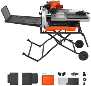 VEVOR Wet Tile Saw with Stand 10 Inch 65Mn Steel Blade Tile Cutter Wet Saw, for Cutting Tiles and Stones, 0-45° Adjustable Bevel Cut, 15-Amp, 4500 RPM Copper Motor, with Water Reservoir and Casters VEVOR Wet Tile Saw with Stand 10 Inch 65Mn Steel Blade Tile Cutter Wet Saw, for Cutting Tiles and Stones, 0-45° Adjustable Bevel Cut, 15-Amp, 4500 RPM Copper Motor, with Water Reservoir and Casters
