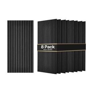 VEVOR Wood Wall Panels, 47.2 x 23.6 in, Acoustic Slat Panels, Black Gray, Sound Absorbing for Living Rooms, Bedrooms, Offices, and Studios, Interior Wall Decor, PET Construction, Screw Kit, 8-Pack VEVOR Wood Wall Panels, 47.2 x 23.6 in, Acoustic Slat Panels, Black Gray, Sound Absorbing for Living Rooms, Bedrooms, Offices, and Studios, Interior Wall Decor, PET Construction, Screw Kit, 8-Pack