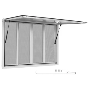 VEVOR Concession Window 48x36 in Aluminum Alloy Frame Service Window, for Food Truck, Up to 85 Degrees Stand Serving with 4 Sliding Screen Windows, Awning Door and Drag Hook, Rainwater Resistant VEVOR Concession Window 48x36 in Aluminum Alloy Frame Service Window, for Food Truck, Up to 85 Degrees Stand Serving with 4 Sliding Screen Windows, Awning Door and Drag Hook, Rainwater Resistant