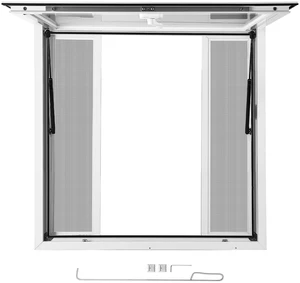 VEVOR Concession Window 36x36 in Aluminum Alloy Frame Service Window, for Food Truck, Up to 85 Degrees Stand Serving with 4 Sliding Screen Windows, Awning Door and Drag Hook, Rainwater Resistant VEVOR Concession Window 36x36 in Aluminum Alloy Frame Service Window, for Food Truck, Up to 85 Degrees Stand Serving with 4 Sliding Screen Windows, Awning Door and Drag Hook, Rainwater Resistant