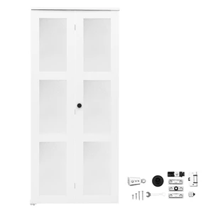 VEVOR Bifold Closet Doors 2-Panel, 36" (Double 18") x 80", 3-Lite Frosted Glass Bifold Barn Door with Metal Hardware Kit & Sturdy Composite Frame, Modern Stylish & Space-Saving for Closets Bedrooms VEVOR Bifold Closet Doors 2-Panel, 36" (Double 18") x 80", 3-Lite Frosted Glass Bifold Barn Door with Metal Hardware Kit & Sturdy Composite Frame, Modern Stylish & Space-Saving for Closets Bedrooms