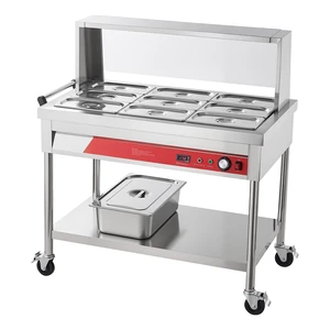 VEVOR Commercial Food Warmer 9 x 1/3 Pans Electric Steam Table 1500W, for Buffet Restaurant Catering, Stainless Steel Server with Additional 1/1 Pan, Acrylic Cover, Undershelf, and Rolling Stand VEVOR Commercial Food Warmer 9 x 1/3 Pans Electric Steam Table 1500W, for Buffet Restaurant Catering, Stainless Steel Server with Additional 1/1 Pan, Acrylic Cover, Undershelf, and Rolling Stand