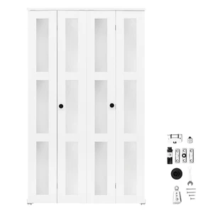 VEVOR Bifold Closet Door 4-Panel, 48" (Four 12") x 80", 3-Lite Frosted Glass Bifold Barn Door with Metal Hardware Kit & Sturdy Composite Frame, Modern Stylish & Space-Saving for Closets Bedrooms VEVOR Bifold Closet Door 4-Panel, 48" (Four 12") x 80", 3-Lite Frosted Glass Bifold Barn Door with Metal Hardware Kit & Sturdy Composite Frame, Modern Stylish & Space-Saving for Closets Bedrooms