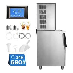 VEVOR Commercial Ice Maker Machine 690 Lbs/24H Ice-Making Stainless Steel, for Bar Cafe Restaurant Business, Ice Ready in 15 Mins, Freestanding with 250 Lbs Ice Storage Bin and Auto Self-Cleaning VEVOR Commercial Ice Maker Machine 690 Lbs/24H Ice-Making Stainless Steel, for Bar Cafe Restaurant Business, Ice Ready in 15 Mins, Freestanding with 250 Lbs Ice Storage Bin and Auto Self-Cleaning