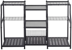 VEVOR Garden Tool Organizer, 3-Tier High-Capacity Metal Garage Storage Rack, for Rakes/Shovels/Brooms, Yard Utility Tool Holder for Shed/Outdoor/Lawn Organization, Heavy-Duty Steel, with Hooks, Black VEVOR Garden Tool Organizer, 3-Tier High-Capacity Metal Garage Storage Rack, for Rakes/Shovels/Brooms, Yard Utility Tool Holder for Shed/Outdoor/Lawn Organization, Heavy-Duty Steel, with Hooks, Black