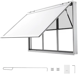 VEVOR Concession Window 64x40 in Aluminum Alloy Service Window, for Food Truck, Up to 85 Degrees Stand Serving with 3 Fixed & 3 Sliding Windows, Awning Door and Drag Hook, Rainwater Resistant VEVOR Concession Window 64x40 in Aluminum Alloy Service Window, for Food Truck, Up to 85 Degrees Stand Serving with 3 Fixed & 3 Sliding Windows, Awning Door and Drag Hook, Rainwater Resistant