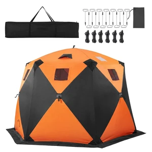 VEVOR Pop Up Ice Fishing Tent 6-8 Person 137 x 69 x 91 in Insulated Shelter, for Winter Fishing, 84 sq ft Area, 600D 4-Layer Fabric, Portable Hub-Style Shanty Cube with Anchors, Ropes, Carrying Bag VEVOR Pop Up Ice Fishing Tent 6-8 Person 137 x 69 x 91 in Insulated Shelter, for Winter Fishing, 84 sq ft Area, 600D 4-Layer Fabric, Portable Hub-Style Shanty Cube with Anchors, Ropes, Carrying Bag