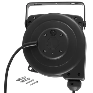 VEVOR Retractable Extension Cord Reel 30FT Heavy Duty 16AWG/3C SJTOW Black, for Ceiling/Wall Mount, 10A Circuit Breaker, Automatic Retractable Power Cord, Lighted Triple Tap, with 180° Swivel Bracket VEVOR Retractable Extension Cord Reel 30FT Heavy Duty 16AWG/3C SJTOW Black, for Ceiling/Wall Mount, 10A Circuit Breaker, Automatic Retractable Power Cord, Lighted Triple Tap, with 180° Swivel Bracket