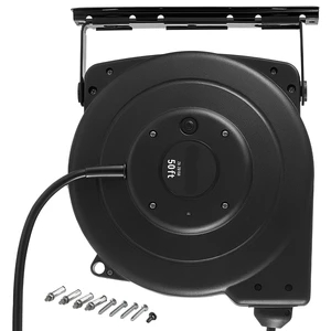 VEVOR Retractable Extension Cord Reel 50FT Heavy Duty 14AWG/3C SJTOW Black, for Ceiling/Wall Mount, 13A Circuit Breaker, Automatic Retractable Power Cord, Lighted Triple Tap, with 180° Swivel Bracket VEVOR Retractable Extension Cord Reel 50FT Heavy Duty 14AWG/3C SJTOW Black, for Ceiling/Wall Mount, 13A Circuit Breaker, Automatic Retractable Power Cord, Lighted Triple Tap, with 180° Swivel Bracket