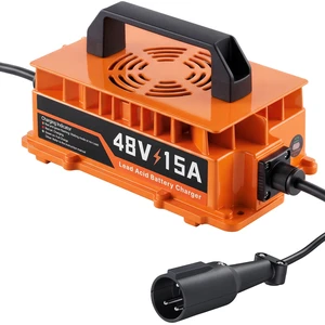 VEVOR Golf Cart Battery Charger 48V 15A Club Car Charger 3-Pin Round Plug, Only for Lead Acid Battery, Aluminum Alloy Shell, Trickle Charging, LED Indicator Light, with Cooling Fan, IP67 Waterproof VEVOR Golf Cart Battery Charger 48V 15A Club Car Charger 3-Pin Round Plug, Only for Lead Acid Battery, Aluminum Alloy Shell, Trickle Charging, LED Indicator Light, with Cooling Fan, IP67 Waterproof