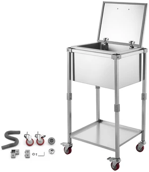 VEVOR Rolling Ice Chest Cooler Cart Stainless Steel Cooling Bin 57.7 Quart, Outdoor Stand Up Cooler Trolley with Wheels, Flip Lid, and Shelf, for Patio Backyard Party Bar Cold Drinks, 22x17.9x39.5 in VEVOR Rolling Ice Chest Cooler Cart Stainless Steel Cooling Bin 57.7 Quart, Outdoor Stand Up Cooler Trolley with Wheels, Flip Lid, and Shelf, for Patio Backyard Party Bar Cold Drinks, 22x17.9x39.5 in