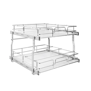 VEVOR 2 Tier Pull Out Cabinet Organizer 20"W x 21.22"D Slide Out Drawers, for Kitchen Bathroom Pantry Organization, Chrome-Plated Finish, Heavy Duty Steel Storage Sliding Shelves for Base Cabinets VEVOR 2 Tier Pull Out Cabinet Organizer 20"W x 21.22"D Slide Out Drawers, for Kitchen Bathroom Pantry Organization, Chrome-Plated Finish, Heavy Duty Steel Storage Sliding Shelves for Base Cabinets