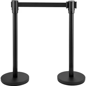 VEVOR Crowd Control Stanchion, Set of 8 Pieces Stanchion Set, Stanchion Set with 6.6 ft/2 m Black Retractable Belt, Black Crowd Control Barrier with Concrete and Metal Base Easy Connect Assembly VEVOR Crowd Control Stanchion, Set of 8 Pieces Stanchion Set, Stanchion Set with 6.6 ft/2 m Black Retractable Belt, Black Crowd Control Barrier with Concrete and Metal Base Easy Connect Assembly