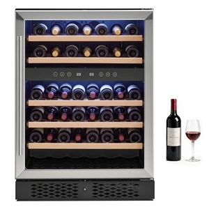 VEVOR 24 inch Wine Fridge 46-Bottle Wine Cooler Refrigerator for Home Bar, Dual Zone, Built-in or Freestanding Compressor Wine Cellar, with Lock, 40-66 Temp Control, Glass Door, and LED lighting VEVOR 24 inch Wine Fridge 46-Bottle Wine Cooler Refrigerator for Home Bar, Dual Zone, Built-in or Freestanding Compressor Wine Cellar, with Lock, 40-66 Temp Control, Glass Door, and LED lighting