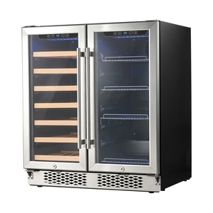 VEVOR 30 in Wine Fridge Beer Cooler Refrigerator 30 Bottle 110 Can Capacity, Home Bar, Double-Door & Dual-Zone Compressor Refrigerators, Built-in or Freestanding, Lock, 38-66, Glass Door & LED Light VEVOR 30 in Wine Fridge Beer Cooler Refrigerator 30 Bottle 110 Can Capacity, Home Bar, Double-Door & Dual-Zone Compressor Refrigerators, Built-in or Freestanding, Lock, 38-66, Glass Door & LED Light