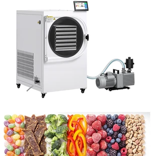 VEVOR Vacuum Freeze Dryer Machine, 22-33.1 lbs/Batch, 6 Trays, 10 Presets for Fruit Vegetable Meat, Durable Freestanding Freeze Drying Equipment with Wheel, App Control, LCD Touchscreen, Auto Defrost VEVOR Vacuum Freeze Dryer Machine, 22-33.1 lbs/Batch, 6 Trays, 10 Presets for Fruit Vegetable Meat, Durable Freestanding Freeze Drying Equipment with Wheel, App Control, LCD Touchscreen, Auto Defrost