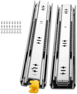 VEVOR Heavy Duty Drawer Slides, 22 inch 250 lbs with Lock Side Mount Rails, for Cabinets, Kitchen, Workbench, RV, 3-Fold Full Extension Ball Bearing Rails, Carbon Steel, with Screws & Nuts, 1 Pair VEVOR Heavy Duty Drawer Slides, 22 inch 250 lbs with Lock Side Mount Rails, for Cabinets, Kitchen, Workbench, RV, 3-Fold Full Extension Ball Bearing Rails, Carbon Steel, with Screws & Nuts, 1 Pair