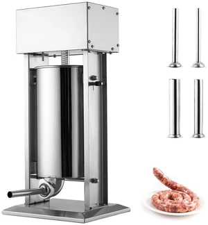 VEVOR Electric Sausage Stuffer 33 lbs Vertical Meat Maker Stainless Steel, for Commercial Use, Stepless Speed Control Meat Stuffer, Sausage Filler Kit, 4 Filling Tubes & Foot Pedal, ETL Approved VEVOR Electric Sausage Stuffer 33 lbs Vertical Meat Maker Stainless Steel, for Commercial Use, Stepless Speed Control Meat Stuffer, Sausage Filler Kit, 4 Filling Tubes & Foot Pedal, ETL Approved
