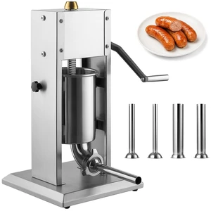 VEVOR Manual Sausage Stuffer 7 lbs/ 3L Vertical Meat Maker Stainless Steel, for Home Camping Outdoor Grill BBQ, Dual-Speed Meat Stuffer, Professional Heavy Duty Sausage Filler Kit, 4 Filling Tubes VEVOR Manual Sausage Stuffer 7 lbs/ 3L Vertical Meat Maker Stainless Steel, for Home Camping Outdoor Grill BBQ, Dual-Speed Meat Stuffer, Professional Heavy Duty Sausage Filler Kit, 4 Filling Tubes